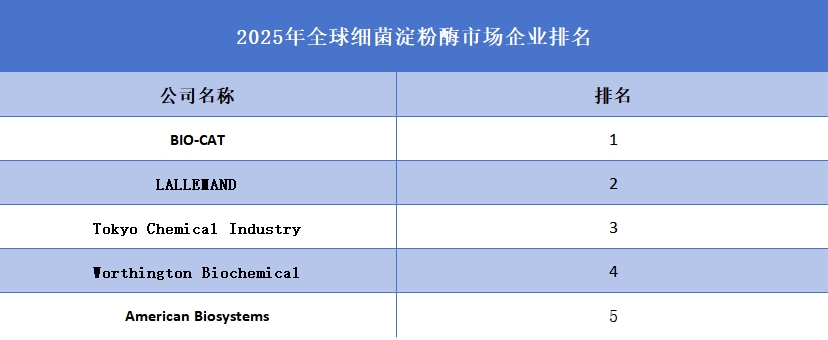 2025年全球细菌淀粉酶市场企业排名