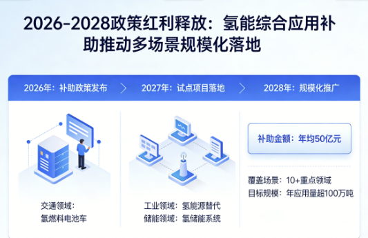 2026-2028政策红利释放：氢能综合应用补助推动多场景规模化落地
